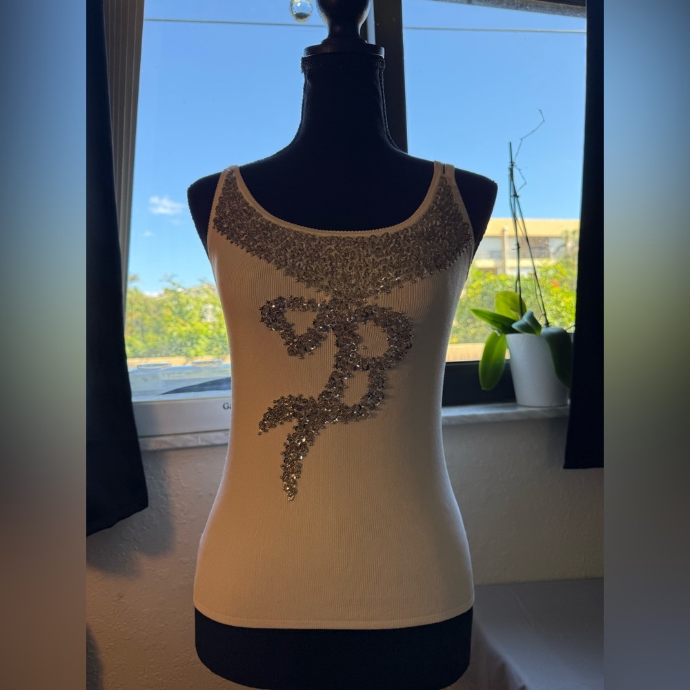 Embellished White Tank Top - Picture 2 of 11
